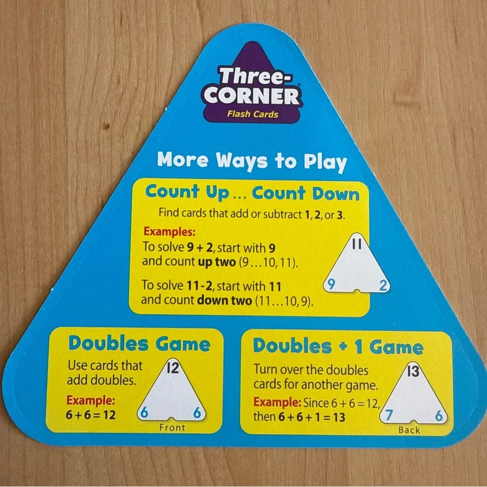 Lot of 2 Three-Corner Flash Cards: Addition/Subtraction, Multiplication/Division